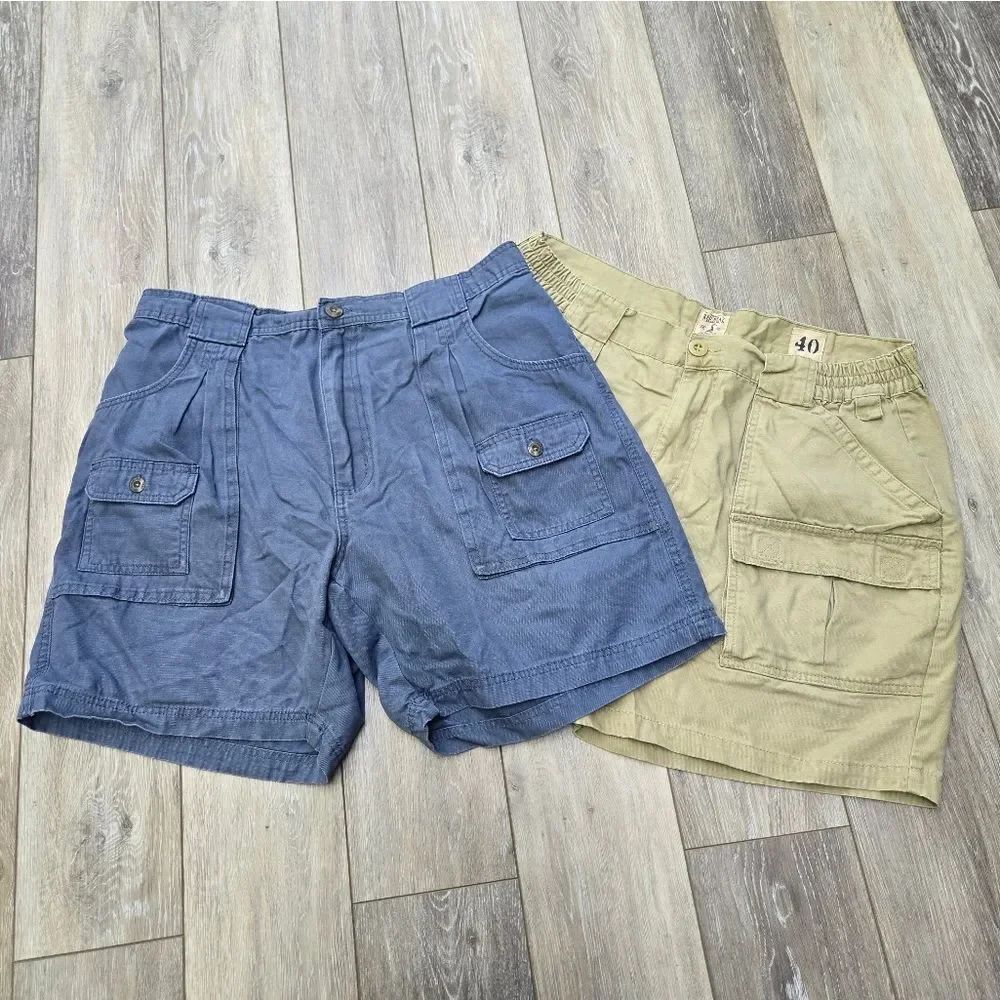 Red Head Men's Shorts 2 Pair Cargo Tan And Blue Size 40